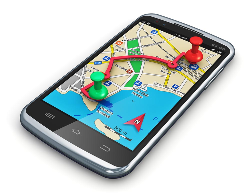 Cell phone with route mapping software
