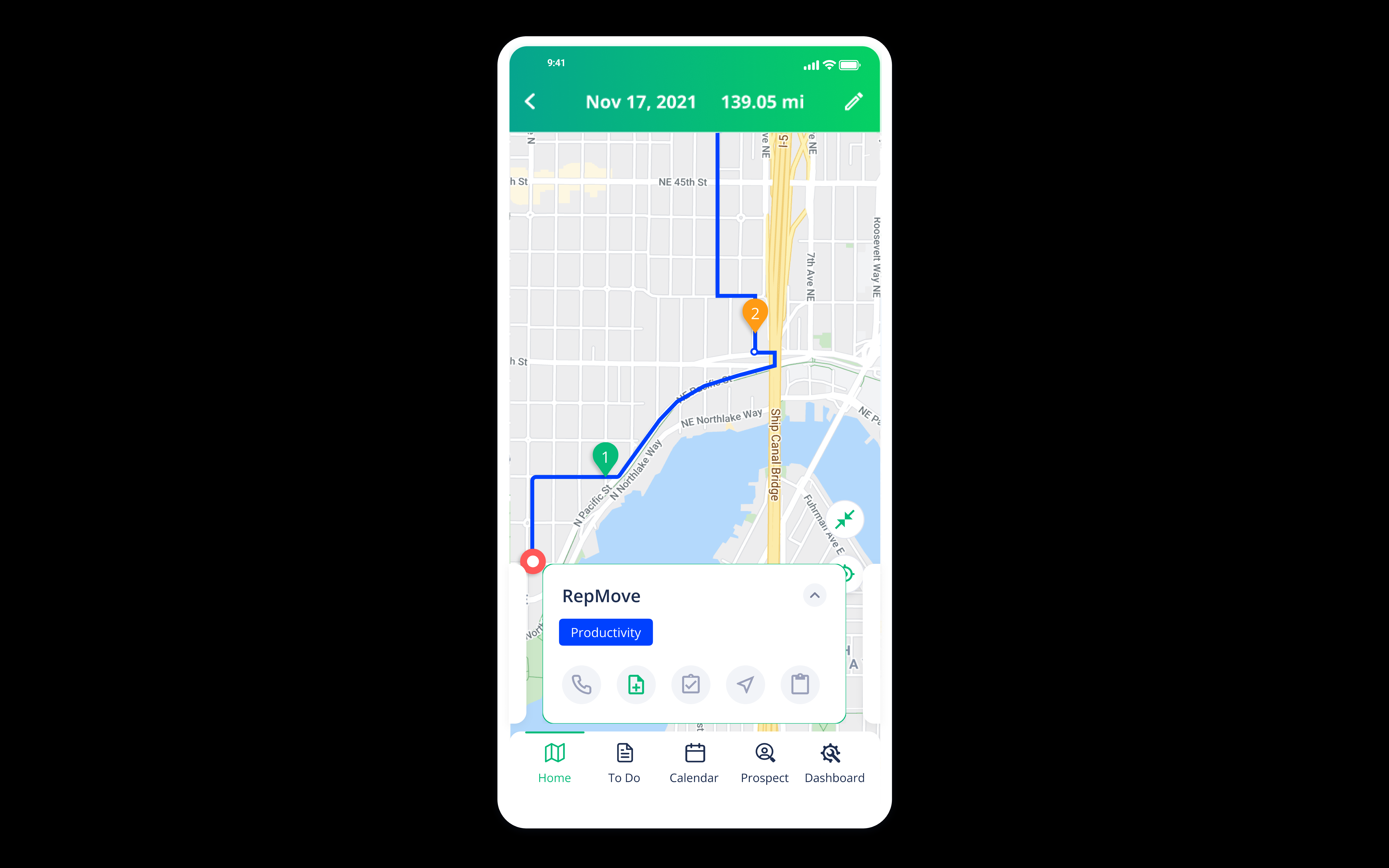 an example of a daily route in the RepMove app