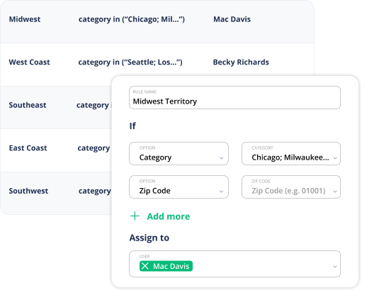 assignment rules for territory management